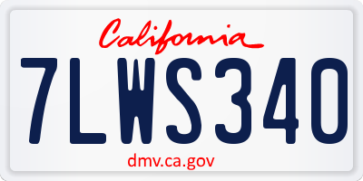 CA license plate 7LWS340
