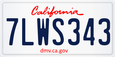 CA license plate 7LWS343