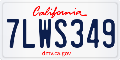 CA license plate 7LWS349