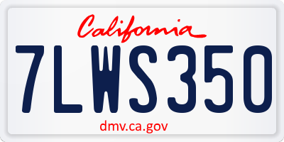 CA license plate 7LWS350