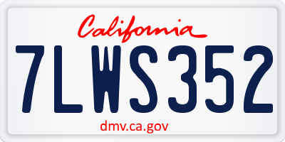 CA license plate 7LWS352