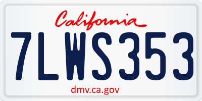 CA license plate 7LWS353