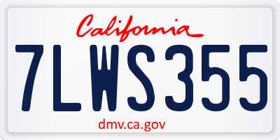 CA license plate 7LWS355