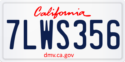 CA license plate 7LWS356