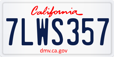 CA license plate 7LWS357