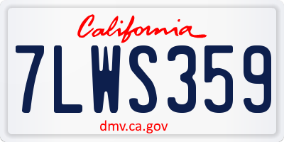 CA license plate 7LWS359