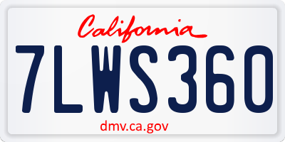 CA license plate 7LWS360