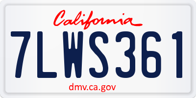 CA license plate 7LWS361