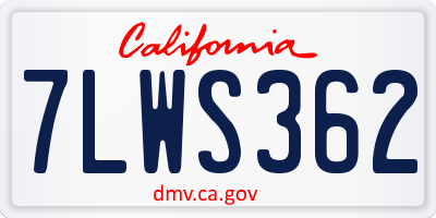 CA license plate 7LWS362