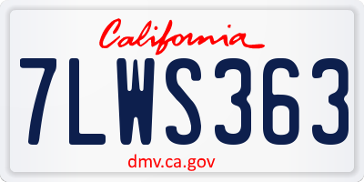 CA license plate 7LWS363