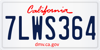 CA license plate 7LWS364