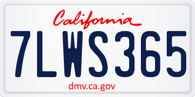 CA license plate 7LWS365