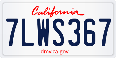 CA license plate 7LWS367
