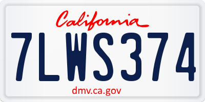 CA license plate 7LWS374