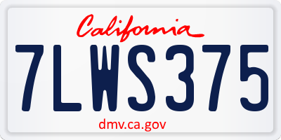 CA license plate 7LWS375