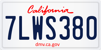 CA license plate 7LWS380