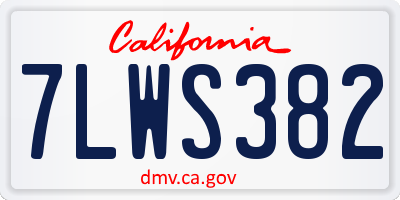 CA license plate 7LWS382