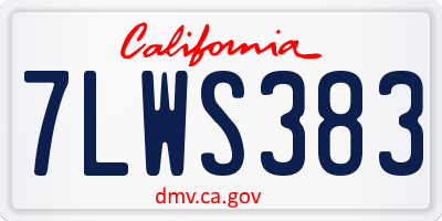 CA license plate 7LWS383