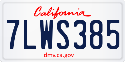 CA license plate 7LWS385