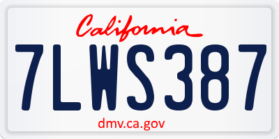 CA license plate 7LWS387