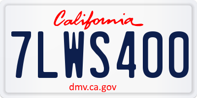 CA license plate 7LWS400