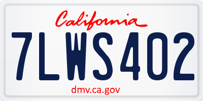 CA license plate 7LWS402