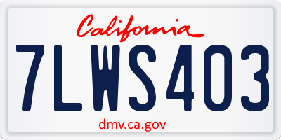 CA license plate 7LWS403