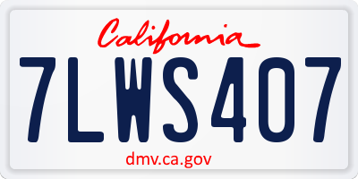 CA license plate 7LWS407