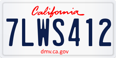 CA license plate 7LWS412