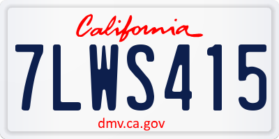 CA license plate 7LWS415