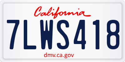 CA license plate 7LWS418