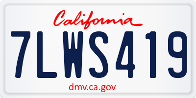 CA license plate 7LWS419