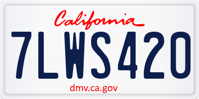 CA license plate 7LWS420