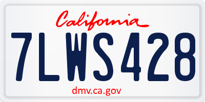 CA license plate 7LWS428