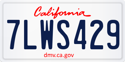 CA license plate 7LWS429