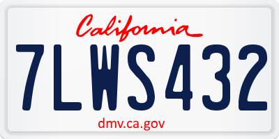 CA license plate 7LWS432