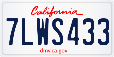 CA license plate 7LWS433