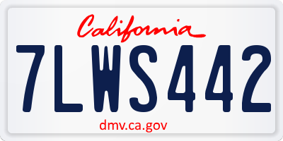 CA license plate 7LWS442