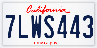 CA license plate 7LWS443