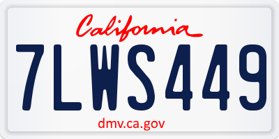 CA license plate 7LWS449