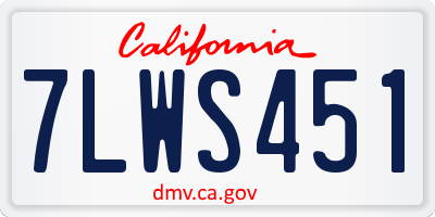 CA license plate 7LWS451