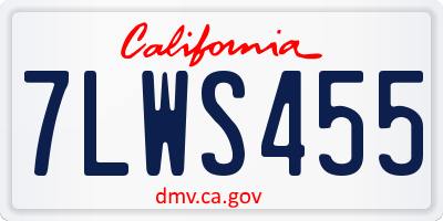 CA license plate 7LWS455