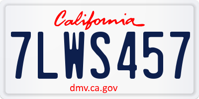 CA license plate 7LWS457