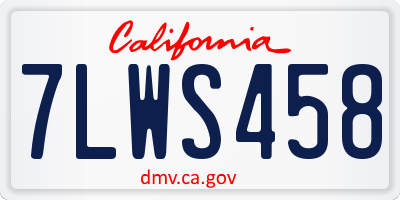 CA license plate 7LWS458