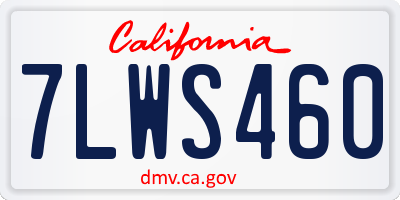 CA license plate 7LWS460