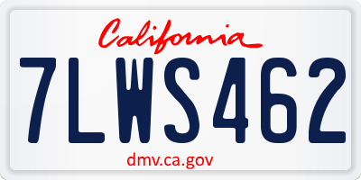 CA license plate 7LWS462