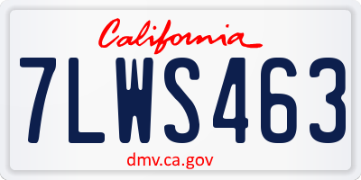 CA license plate 7LWS463