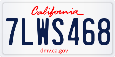 CA license plate 7LWS468