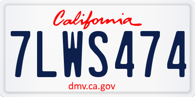 CA license plate 7LWS474