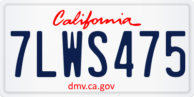 CA license plate 7LWS475
